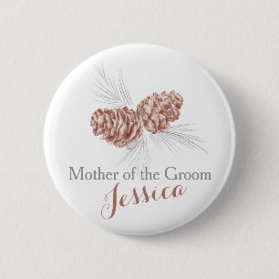Moeder van de bruiddenkegel bruin huwelijk ronde button 5,7 cm