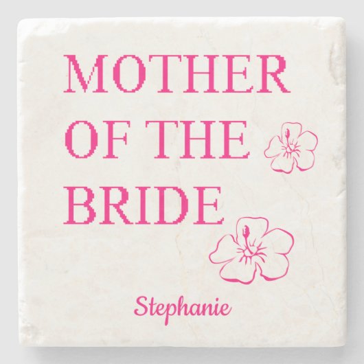 Moeder van de bruidduwweddenschap Gift Pink Floral Stenen Onderzetter (Voorkant)