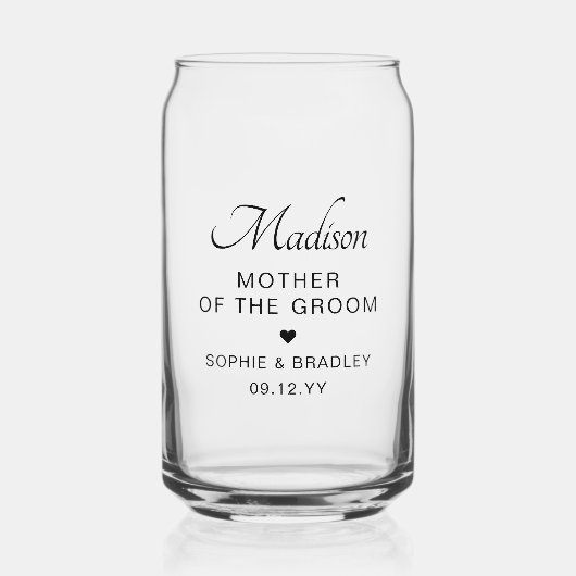 Moeder van de bruidegom aangepaste gepersonaliseer blikvorm glas (Voorkant)