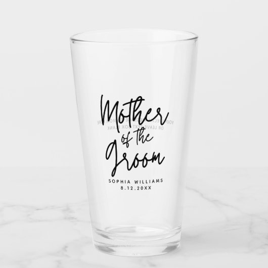 Moeder van de Bruidegom Aangepaste Trouwdag Glas (Voorkant)