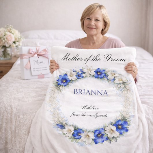 Moeder van de Bruidegom Anemone Krans Trouwcadeau Fleece Deken