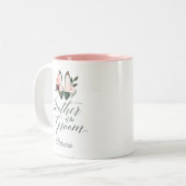 Moeder van de Bruidegom | Aquarel Bloemige Hoge Ha Tweekleurige Koffiemok (Voorkant links)