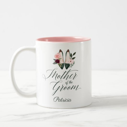 Moeder van de Bruidegom | Aquarel Bloemige Hoge Ha Tweekleurige Koffiemok (Links)