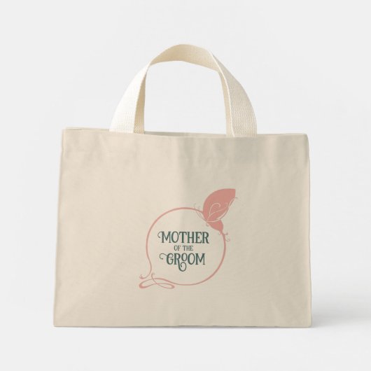 Moeder van de bruidegom Art Nouveau Roze Vlinder Mini Tote Bag (Achterkant)