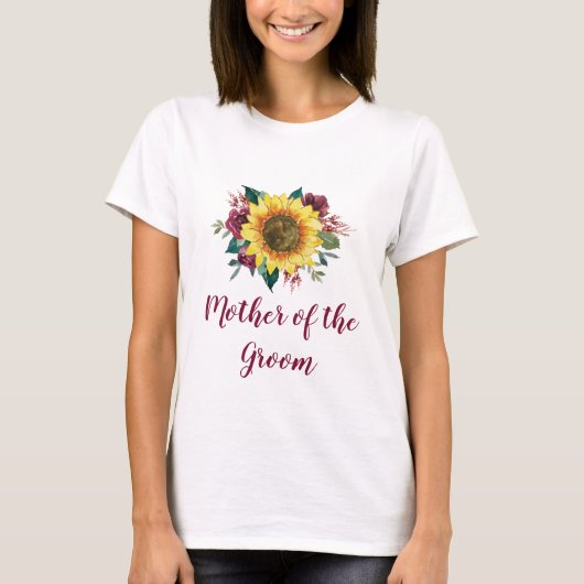 Moeder van de bruidegom Bloemen Zonnebloem Bourgon T-shirt (Voorkant)