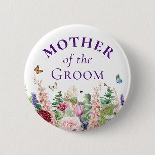 Moeder van de Bruidegom - Bloemvlinder Ronde Button 5,7 Cm
