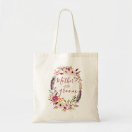 Moeder van de bruidegom Boho waterverf bloemenkran Tote Bag