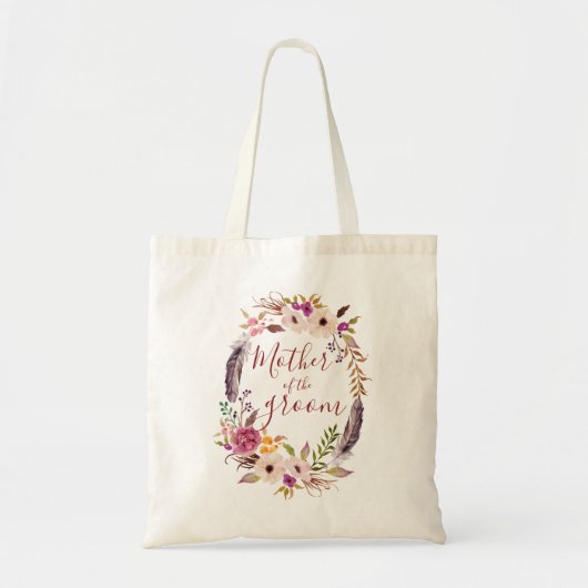 Moeder van de bruidegom Boho waterverf bloemenkran Tote Bag (Voorkant)