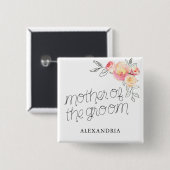 Moeder van de bruidegom bruidsfeest vierkante button 5,1 cm (Voorkant /achterkant)