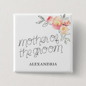Moeder van de bruidegom bruidsfeest vierkante button 5,1 cm (Voorkant)