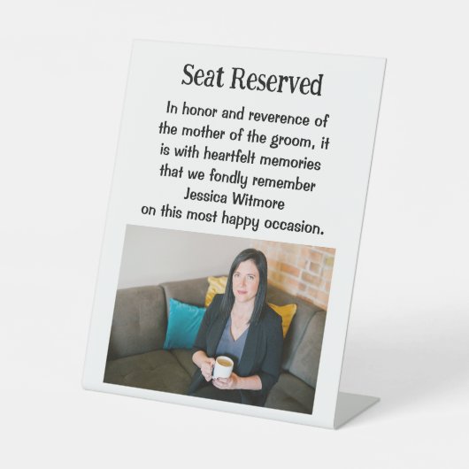 Moeder van de bruidegom bruiloft gedenkplaat teken reclamebord met voetstuk (Voorkant)