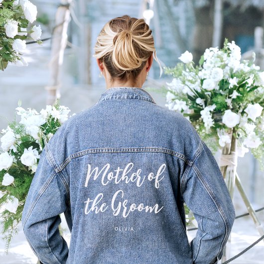 Moeder van de bruidegom bruiloft gepersonaliseerd denim jacket