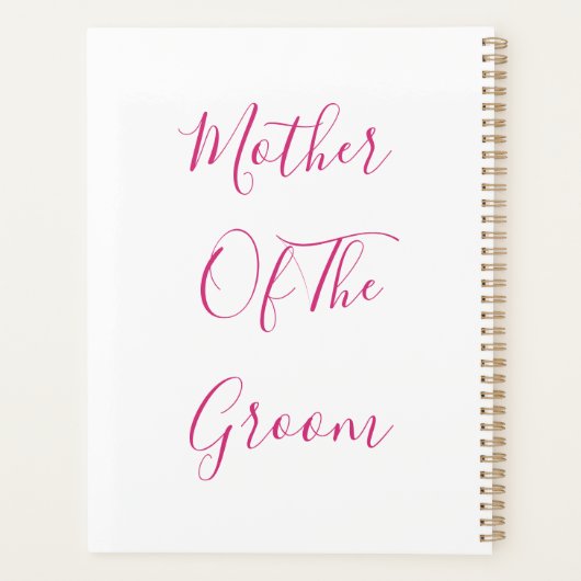 Moeder van de bruidegom bruiloft roze eenvoudige c planner (Achterkant)