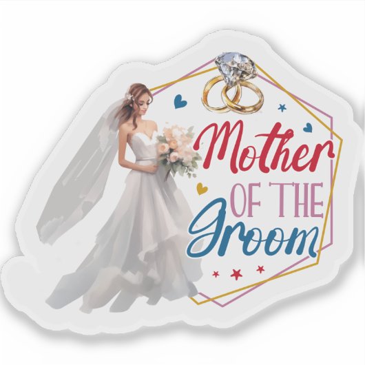 Moeder van de bruidegom bruiloft sticker (Voorkant)