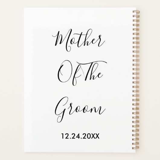 Moeder van de bruidegom bruiloften eenvoudige cade planner (Achterkant)