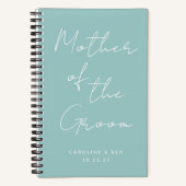 Moeder van de bruidegom Custom Wedding Aqua Blue Notitieboek (Voorkant)