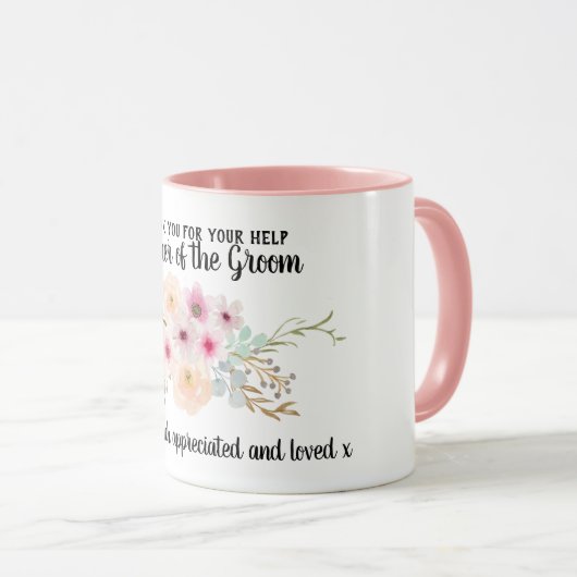 Moeder van de bruidegom Dank u Waardering Bloemen Mok (Voorkant rechts)