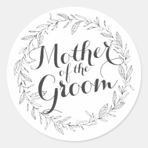 Moeder van de bruidegom Eenvoudige Bloemen Bruilof Ronde Sticker