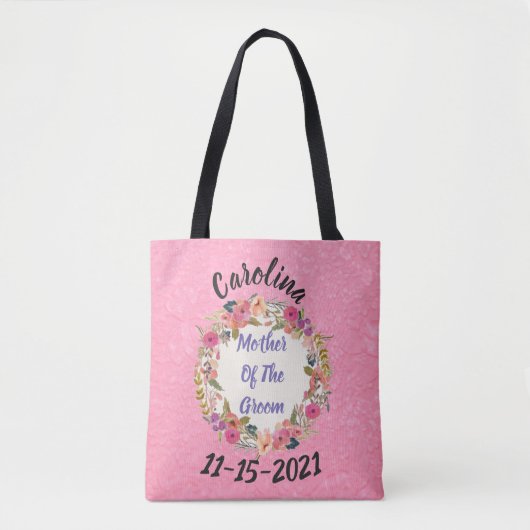 Moeder-van-de-bruidegom Floral Krans Ontwerp Tote Bag (Voorkant)