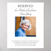 Moeder van de Bruidegom Foto Bewaar een Stoel Trou Poster (Voorkant)