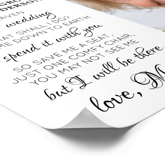 Moeder Van De Bruidegom Foto Hemel Herdenking Huwe Poster (Hoek)