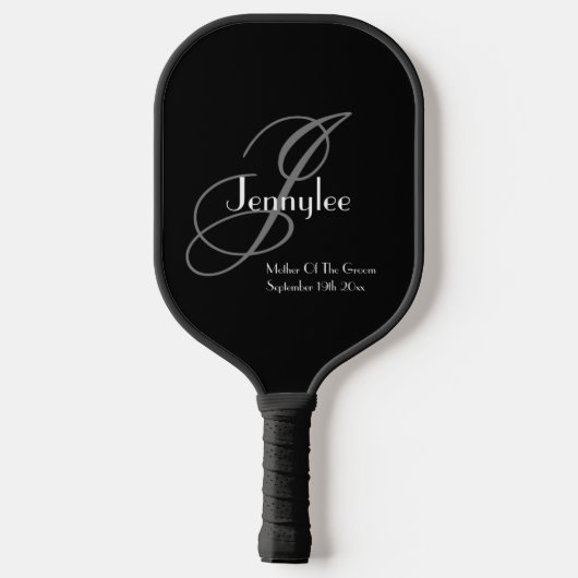 Moeder van de bruidegom Gift Classy Monogram Scrip Pickleball Paddle (Achterkant)