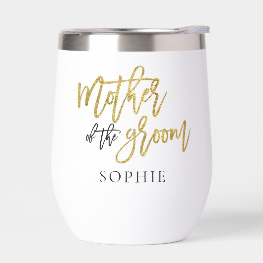 Moeder van de bruidegom Gift Naam Zwart Goud Glitt (Links)