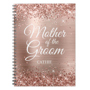Moeder van de bruidegom Glitterige Roze Gouden Fol Notitieboek