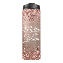 Moeder van de bruidegom Glitterige Roze Gouden Gla Thermosbeker