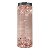 Moeder van de bruidegom Glitterige Roze Gouden Gla Thermosbeker (Achterkant)