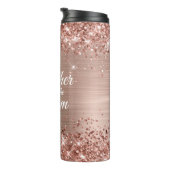 Moeder van de bruidegom Glitterige Roze Gouden Gla Thermosbeker (Geroteerd rechts)