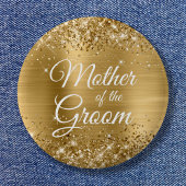 Moeder van de bruidegom Glittery Gold Foil Ronde Button 5,7 Cm