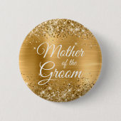 Moeder van de bruidegom Glittery Gold Foil Ronde Button 5,7 Cm (Voorkant)