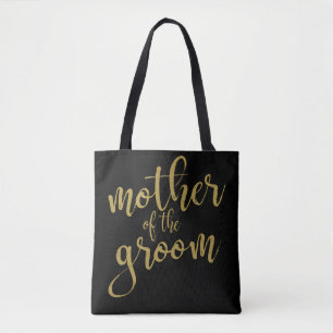 Moeder van de Bruidegom Gouden Glitter Calligrafie Tote Bag