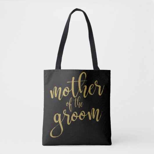Moeder van de Bruidegom Gouden Glitter Calligrafie Tote Bag (Voorkant)