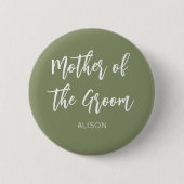 Moeder van de Bruidegom Groen Witte Knop Ronde Button 5,7 Cm (Voorkant)