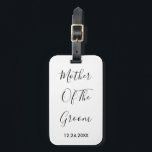 Moeder van de bruidegom huwelijken eenvoudig cadea bagagelabel<br><div class="desc">'Moeder van de bruidegom' gedrukt in mooie en elegante tekst,  dit is een perfect cadeau of feestgunst voor de moeder van de bruidegom. U kunt het personaliseren door de tekst naar wens aan te passen.</div>