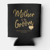 Moeder van de bruidegom in gouden schrift blikjeskoeler (Voorkant)