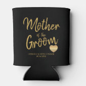 Moeder van de bruidegom in gouden schrift blikjeskoeler (Achterkant)