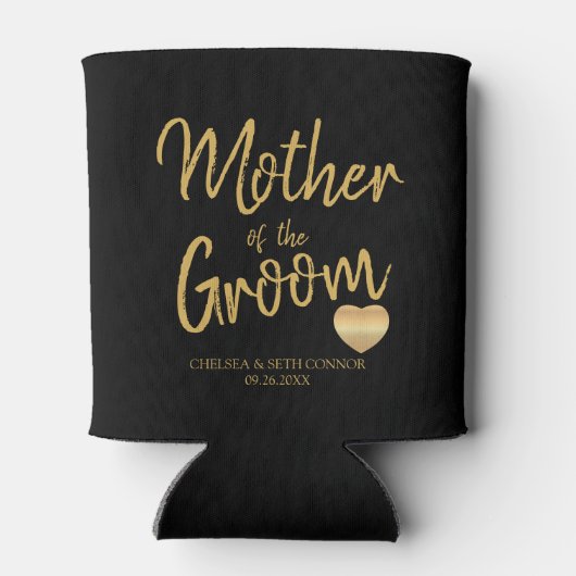 Moeder van de bruidegom in gouden schrift blikjeskoeler (Achterkant)