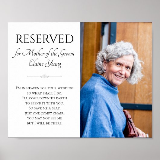 Moeder van de bruidegom in hemel foto-herdenking b poster (Voorkant)
