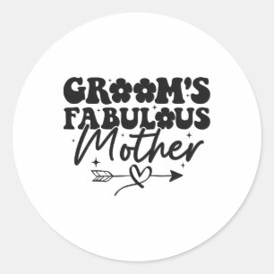 Moeder van de bruidegom is groovy ronde sticker