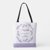 Moeder van de bruidegom lavendel bloemenkrans  tote bag (Achterkant)