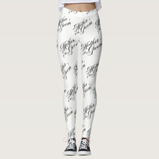 Moeder van de bruidegom Leggings - Zwart op Wit (Voorkant)