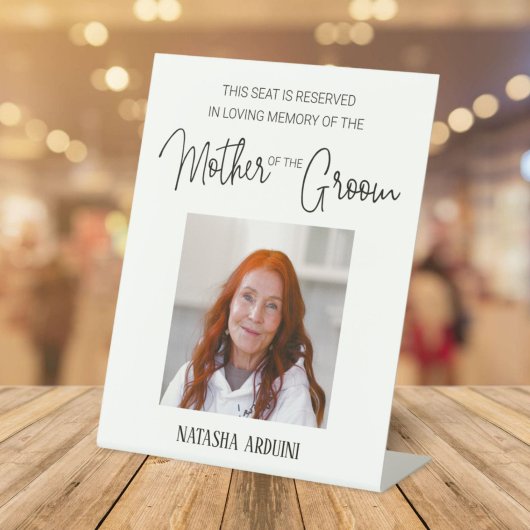 Moeder van de bruidegom Memorial Foto Gereserveerd Reclamebord Met Voetstuk