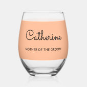 Moeder van de Bruidegom Monogram Chic Trouw Perzik Wijnglas Zonder Voet (Voorkant)
