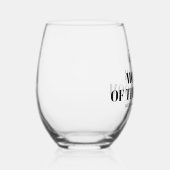 Moeder van de bruidegom naam zwarte typografie bru wijnglas zonder voet (Rechts)