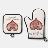 Moeder van de bruidegom ovenwant & pannenlap set (Voorkant)