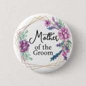 Moeder van de Bruidegom Paarse Bloemige Bruiloft Ronde Button 5,7 Cm (Voorkant)