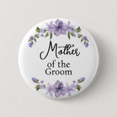 Moeder van de Bruidegom Paarse Bloemige Trouw Ronde Button 5,7 Cm (Voorkant)